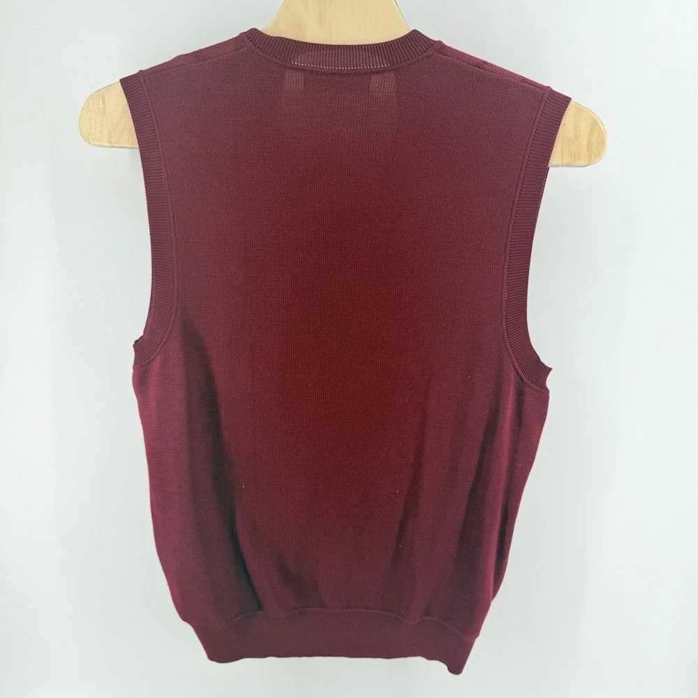 Fairway & Greene Mens XL Pima Cotton Argyle V-Neck Golf Sweater Vest Burgundy